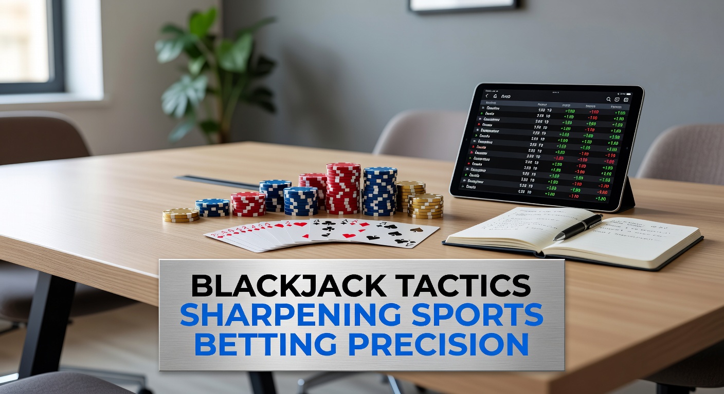 Een blackjacktafel naast een sportweddenschapsscherm, symboliserend de overlap tussen casinostrategieën en sportvoorspellingen