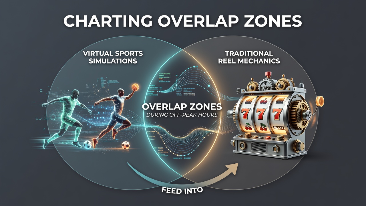Kaart van overlapzones tussen virtuele sportsimulaties en slotmechanieken tijdens daluren in juni 2026