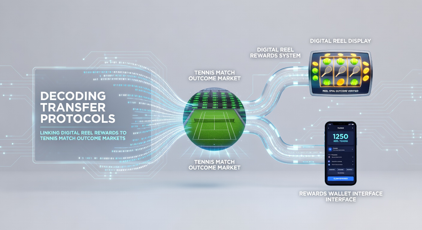 Diagram van dataflow tussen digitale reels en tennis match markten via protocollen