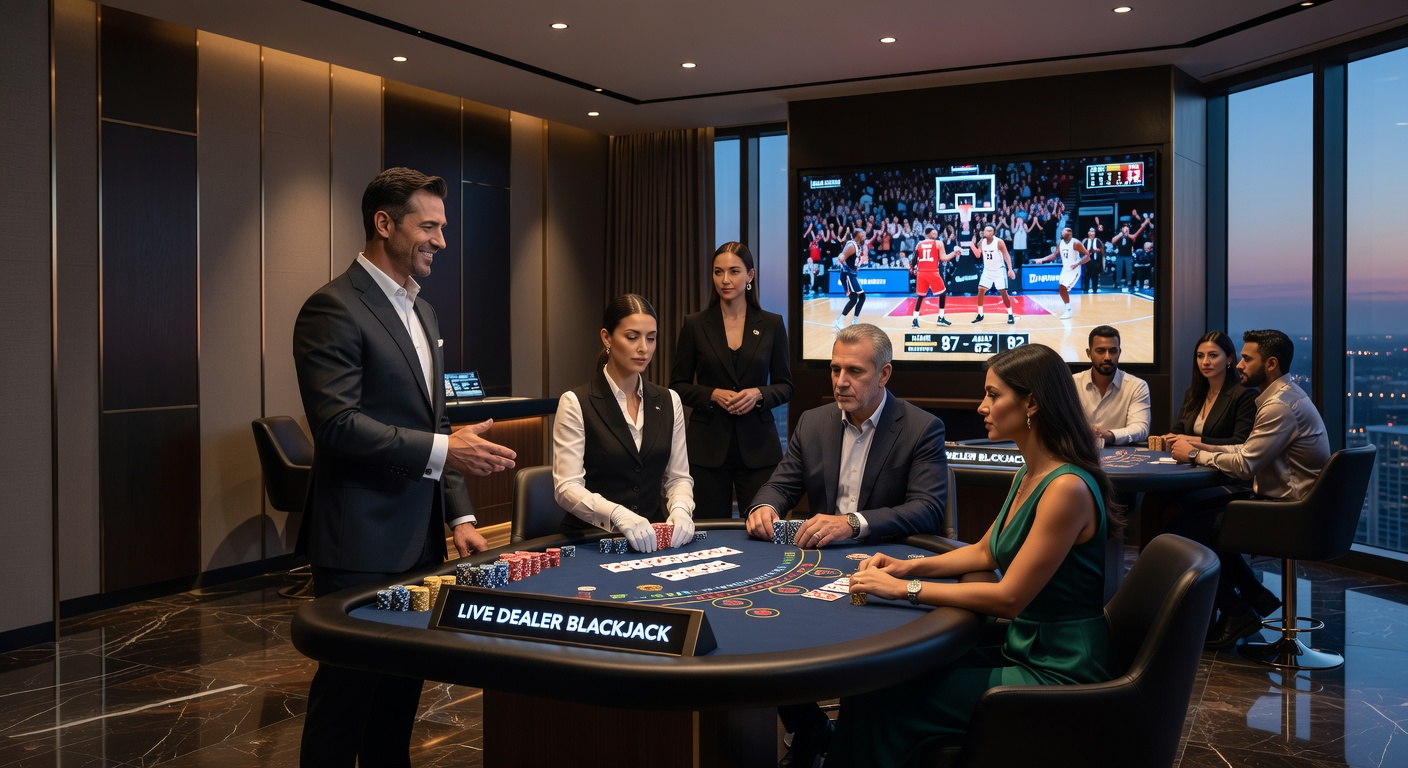 Highroller met dedicated host bespreekt strategieën voor live sportweddenschappen en dealer tafels op een luxe platform