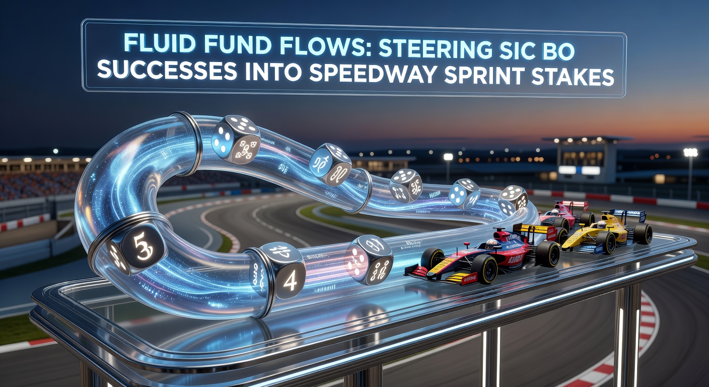 Sic Bo dobbelstenen rollen naast speedway motoren op een dynamisch circuit, symboliserend de overgang van casinowinsten naar sportweddenschappen