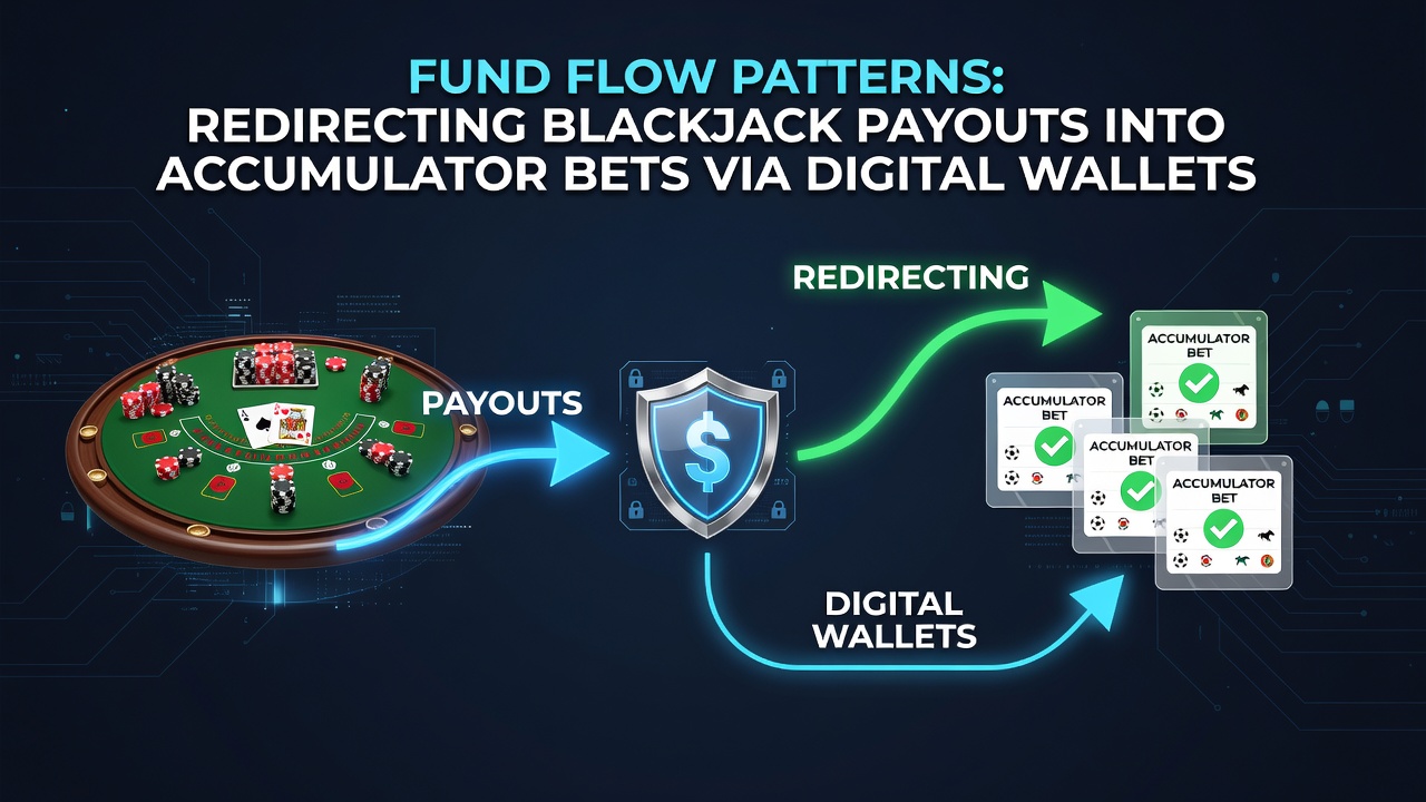 Diagram van wallet-transacties tussen blackjack en sportweddenschappen