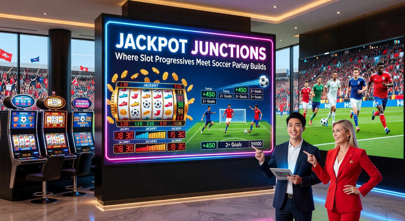 Schermafbeelding van een progressieve jackpot slot gekoppeld aan live voetbalparlay weddenschappen op een online casino platform
