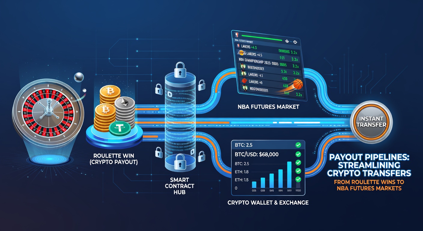 Voorbeeld van een wallet-interface met roulette-uitbetaling die naar NBA-futures wordt overgedragen, inclusief grafieken van transactiesnelheden