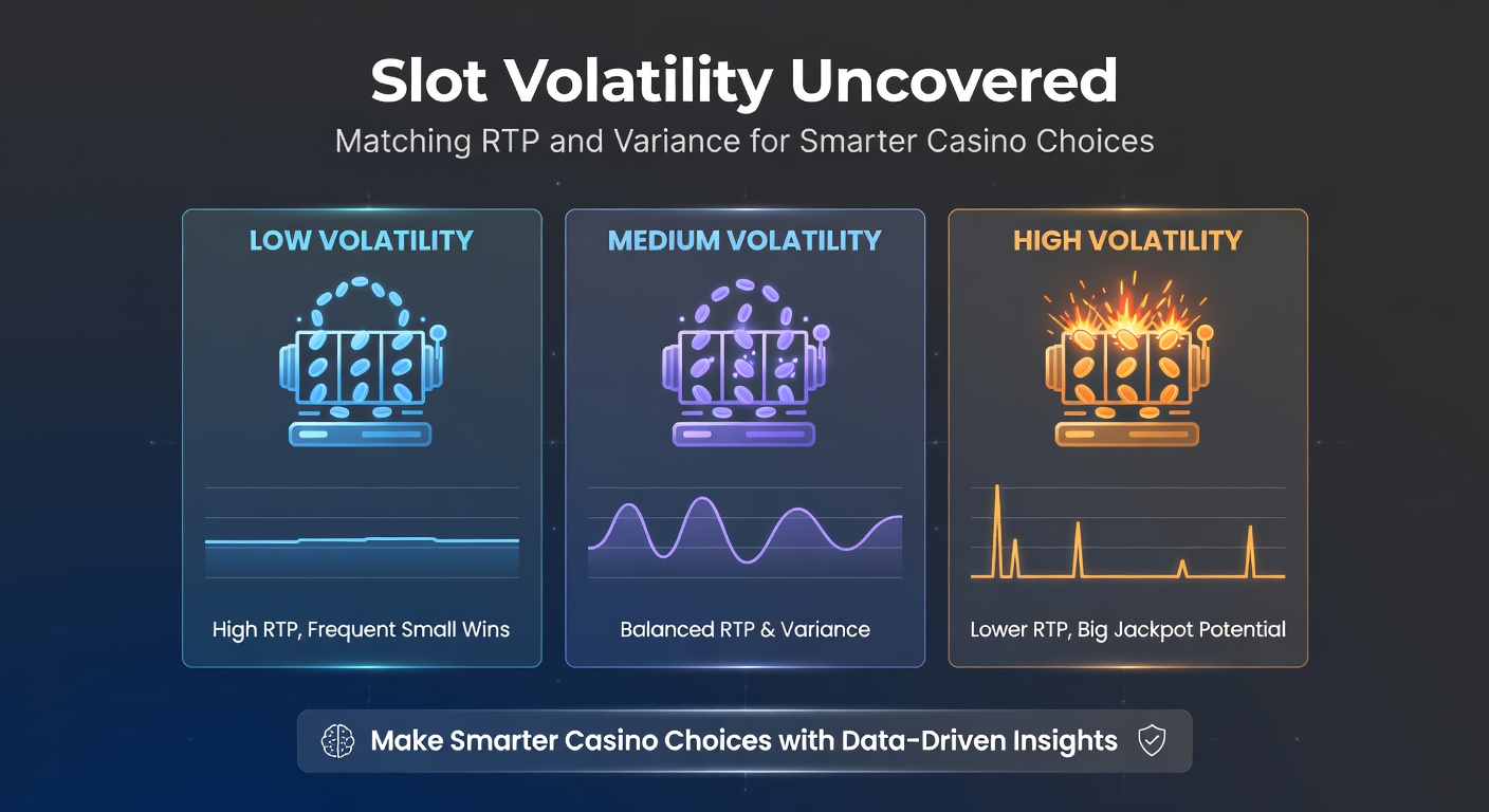 Slotmachine met grafieken die RTP en volatiliteit tonen, symboliserend slimme keuzes in online casino's